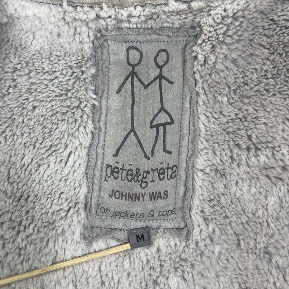 Johnny Was Pete Greta Vest Full Zip Faux Suede Sherpa Fur Gray M Pockets Western - Picture 11 of 14